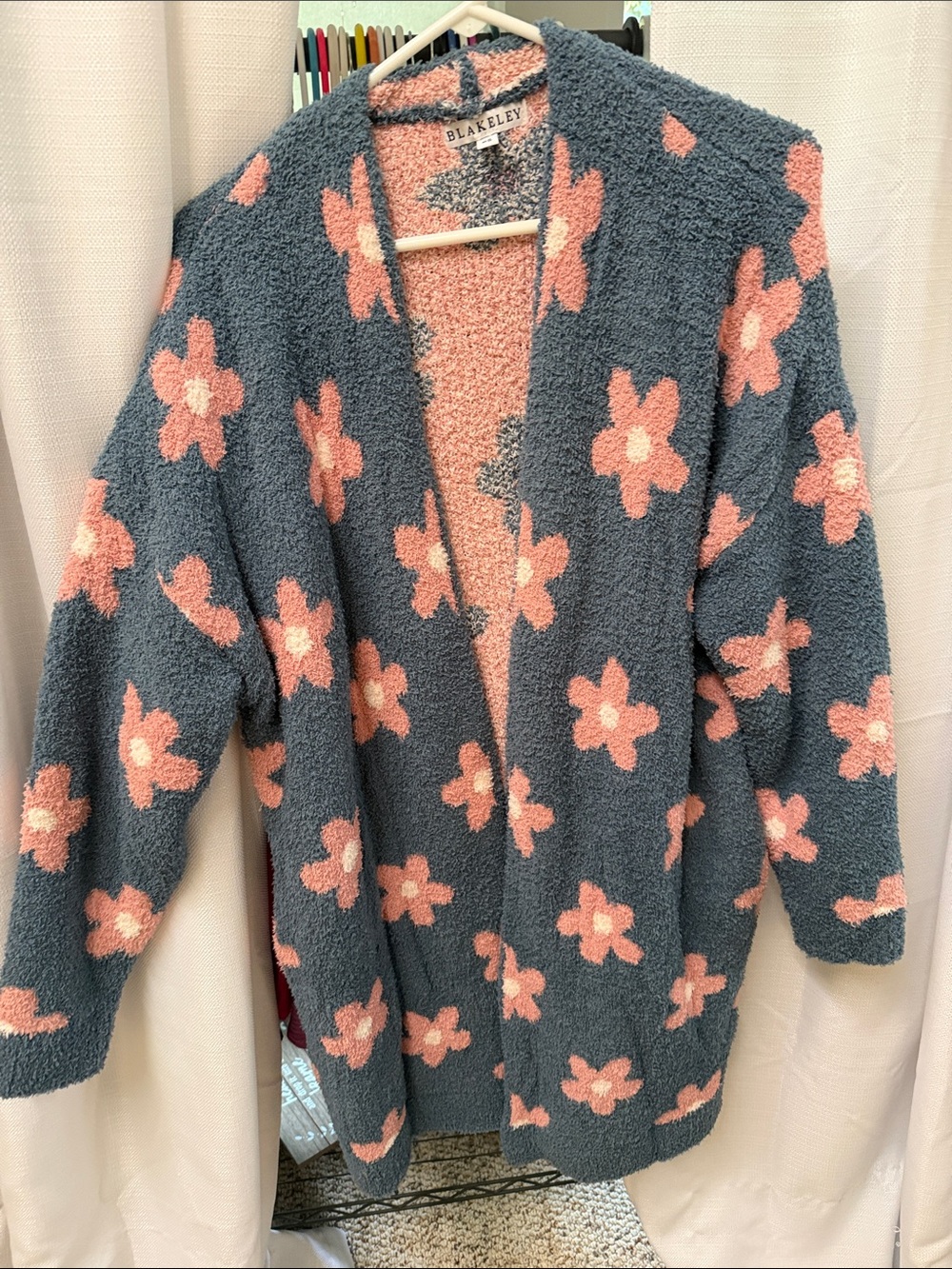 Blakeley Blue Floral Cozy Open-Front Cardigan